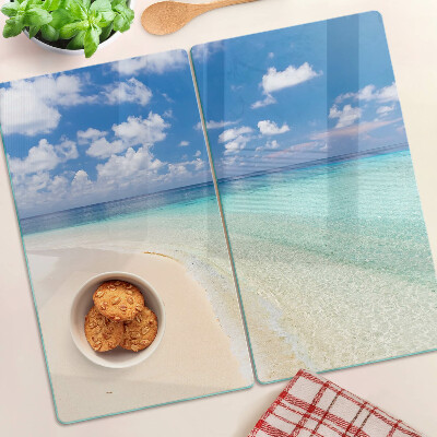 Tagliere in vetro Spiaggia con cielo azzurro