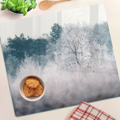 Tagliere in vetro Paesaggio invernale con alberi