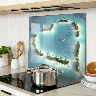 Tagliere in vetro Isola paradisiaca con palme