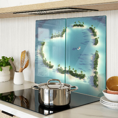 Tagliere in vetro Isola paradisiaca con palme