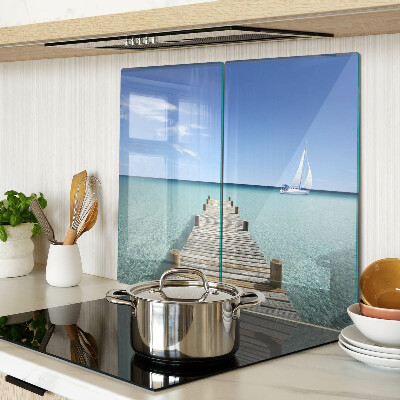 Tagliere in vetro temperato Molo sul mare turchese