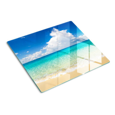 Tagliere in vetro Spiaggia con acqua turchese e nuvole
