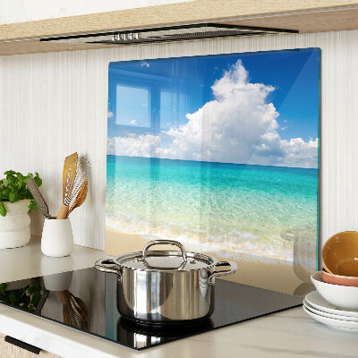 Tagliere in vetro Spiaggia con acqua turchese e nuvole