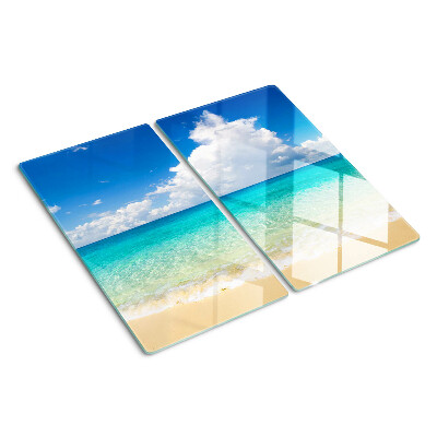 Tagliere in vetro Spiaggia con acqua turchese e nuvole