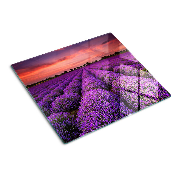 Tagliere in vetro Campo di lavanda al tramonto