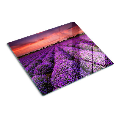 Tagliere in vetro Campo di lavanda al tramonto
