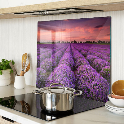 Tagliere in vetro Campo di lavanda al tramonto