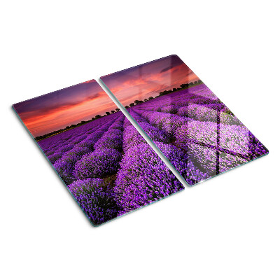 Tagliere in vetro Campo di lavanda al tramonto