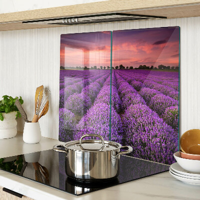 Tagliere in vetro Campo di lavanda al tramonto