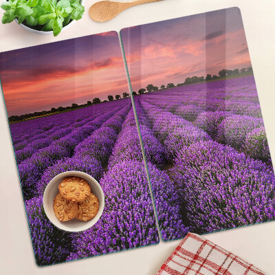 Tagliere in vetro Campo di lavanda al tramonto