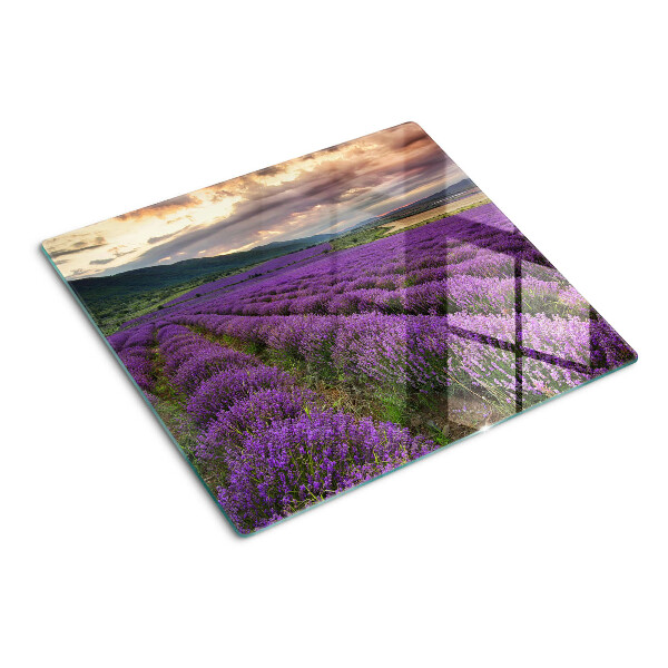 Tagliere in vetro Campo di lavanda al tramonto