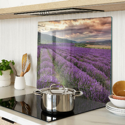 Tagliere in vetro Campo di lavanda al tramonto