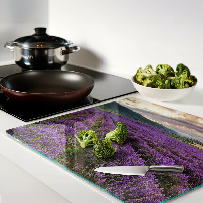 Tagliere in vetro Campo di lavanda al tramonto
