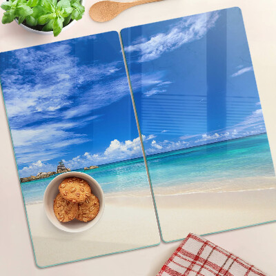 Tagliere in vetro Spiaggia tropicale con cielo azzurro