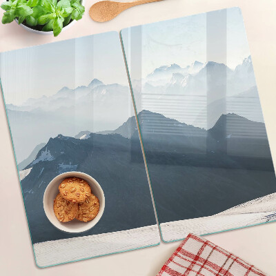 Tagliere in vetro temperato Paesaggio montano tra le nuvole