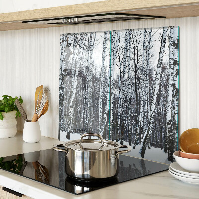 Tagliere in vetro temperato Foresta invernale con betulle