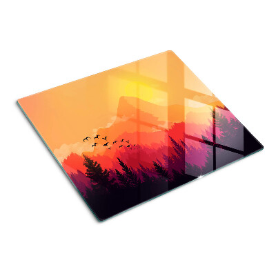 Tagliere in vetro temperato Paesaggio montano al tramonto