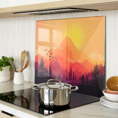 Tagliere in vetro temperato Paesaggio montano al tramonto