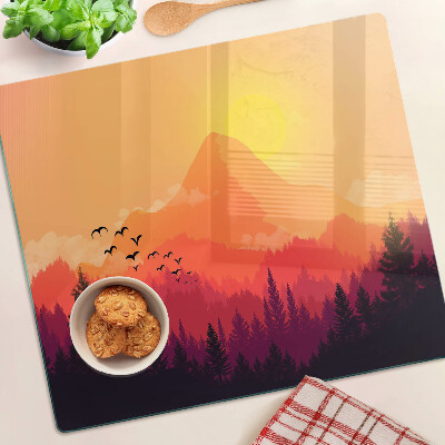 Tagliere in vetro temperato Paesaggio montano al tramonto