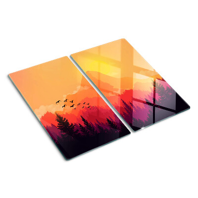 Tagliere in vetro temperato Paesaggio montano al tramonto