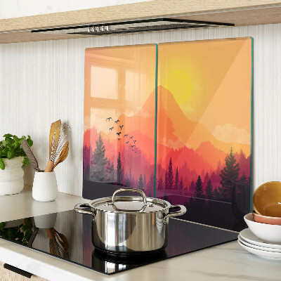 Tagliere in vetro temperato Paesaggio montano al tramonto