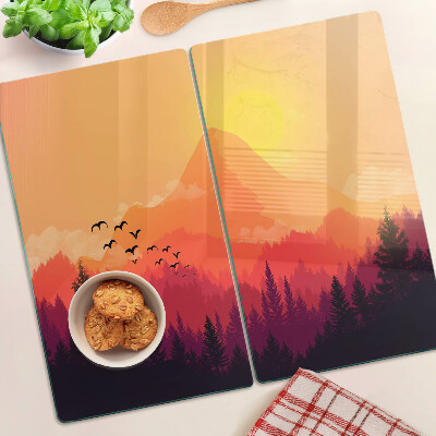 Tagliere in vetro temperato Paesaggio montano al tramonto