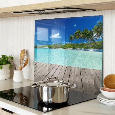 Tagliere in vetro temperato Spiaggia tropicale con palme