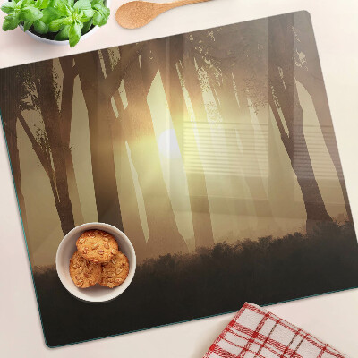 Tagliere in vetro temperato Tramonto nella foresta