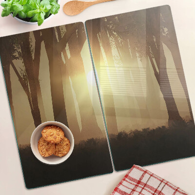 Tagliere in vetro temperato Tramonto nella foresta