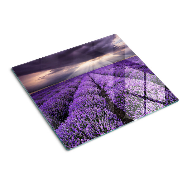 Tagliere in vetro Campo di lavanda al tramonto