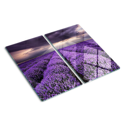 Tagliere in vetro Campo di lavanda al tramonto