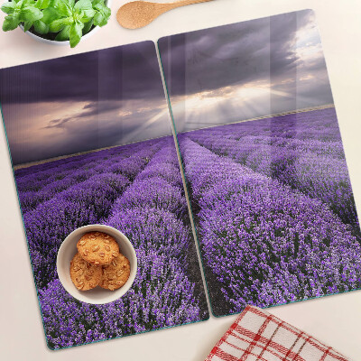 Tagliere in vetro Campo di lavanda al tramonto