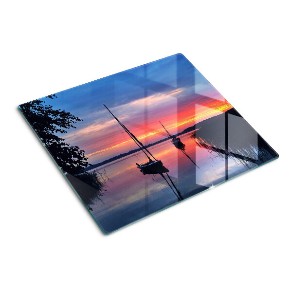 Tagliere in vetro temperato Tramonto sul lago