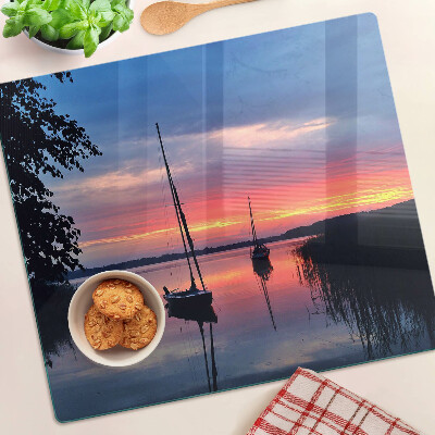 Tagliere in vetro temperato Tramonto sul lago