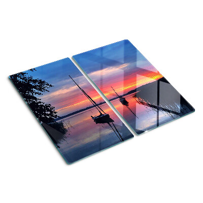 Tagliere in vetro temperato Tramonto sul lago