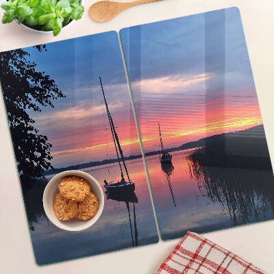 Tagliere in vetro temperato Tramonto sul lago