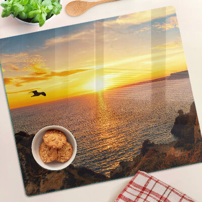 Tagliere in vetro temperato Tramonto sul mare