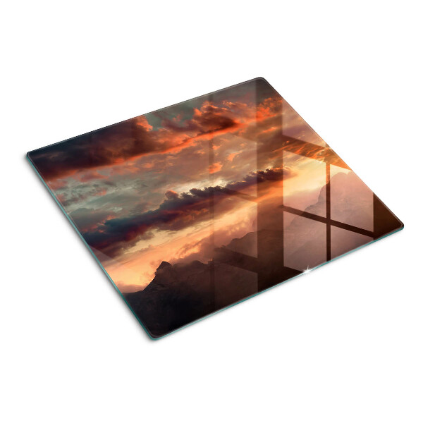 Tagliere in vetro temperato Tramonto sulle montagne