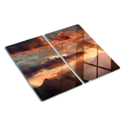 Tagliere in vetro temperato Tramonto sulle montagne