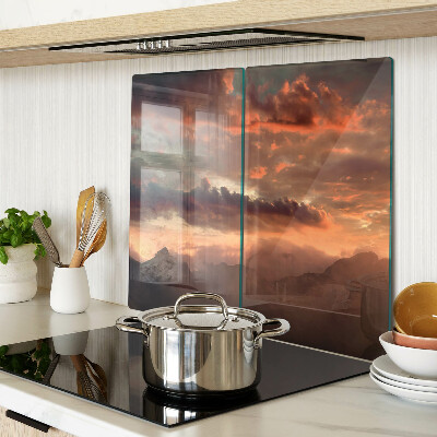 Tagliere in vetro temperato Tramonto sulle montagne