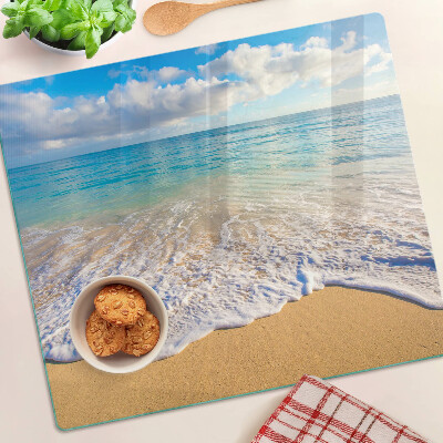 Tagliere in vetro Spiaggia con onde e nuvole