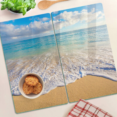 Tagliere in vetro Spiaggia con onde e nuvole