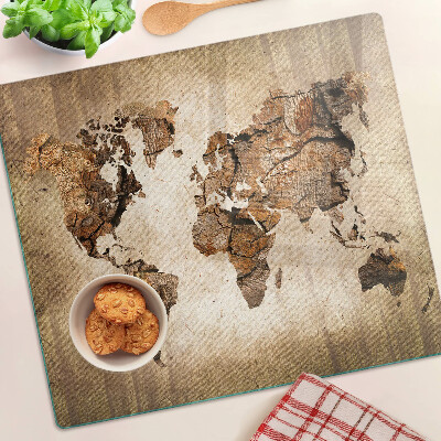 Tagliere in vetro temperato Mappa del mondo d'epoca