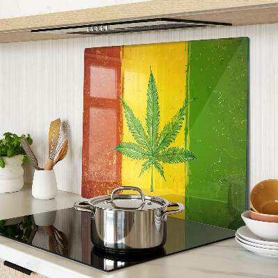 Tagliere in vetro temperato Foglia di canapa su sfondo colorato