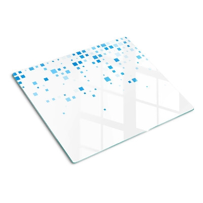 Tagliere in vetro temperato Quadrati blu su sfondo bianco