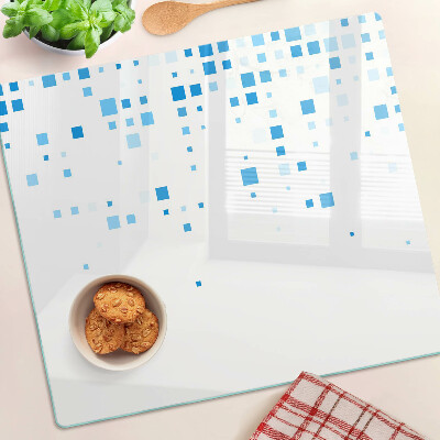 Tagliere in vetro temperato Quadrati blu su sfondo bianco