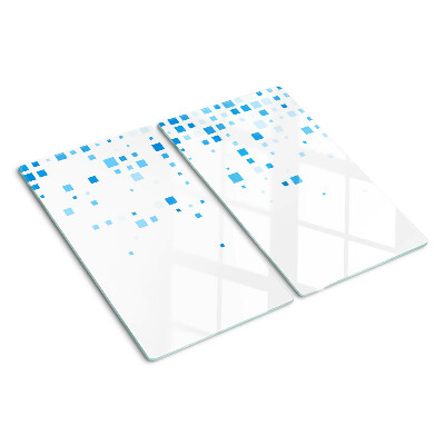 Tagliere in vetro temperato Quadrati blu su sfondo bianco