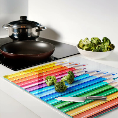 Tagliere in vetro Matite colorate in fila