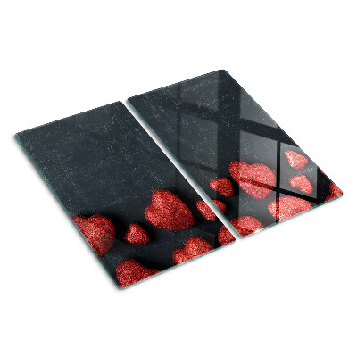 Tagliere in vetro temperato Cuori rossi su sfondo scuro
