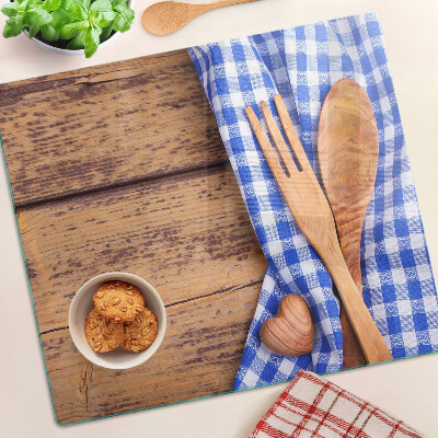 Tagliere in vetro temperato Tema cucina con accessori in legno